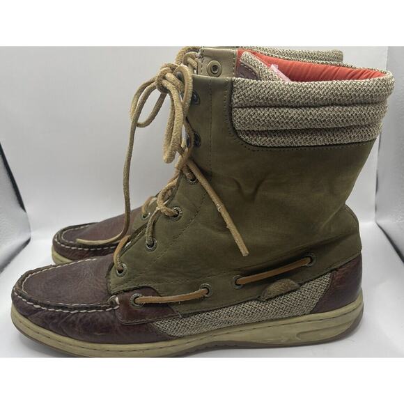 Vintage Sperry Olive and Brown High-Top Athletic Shoes - Picture 5 of 12
